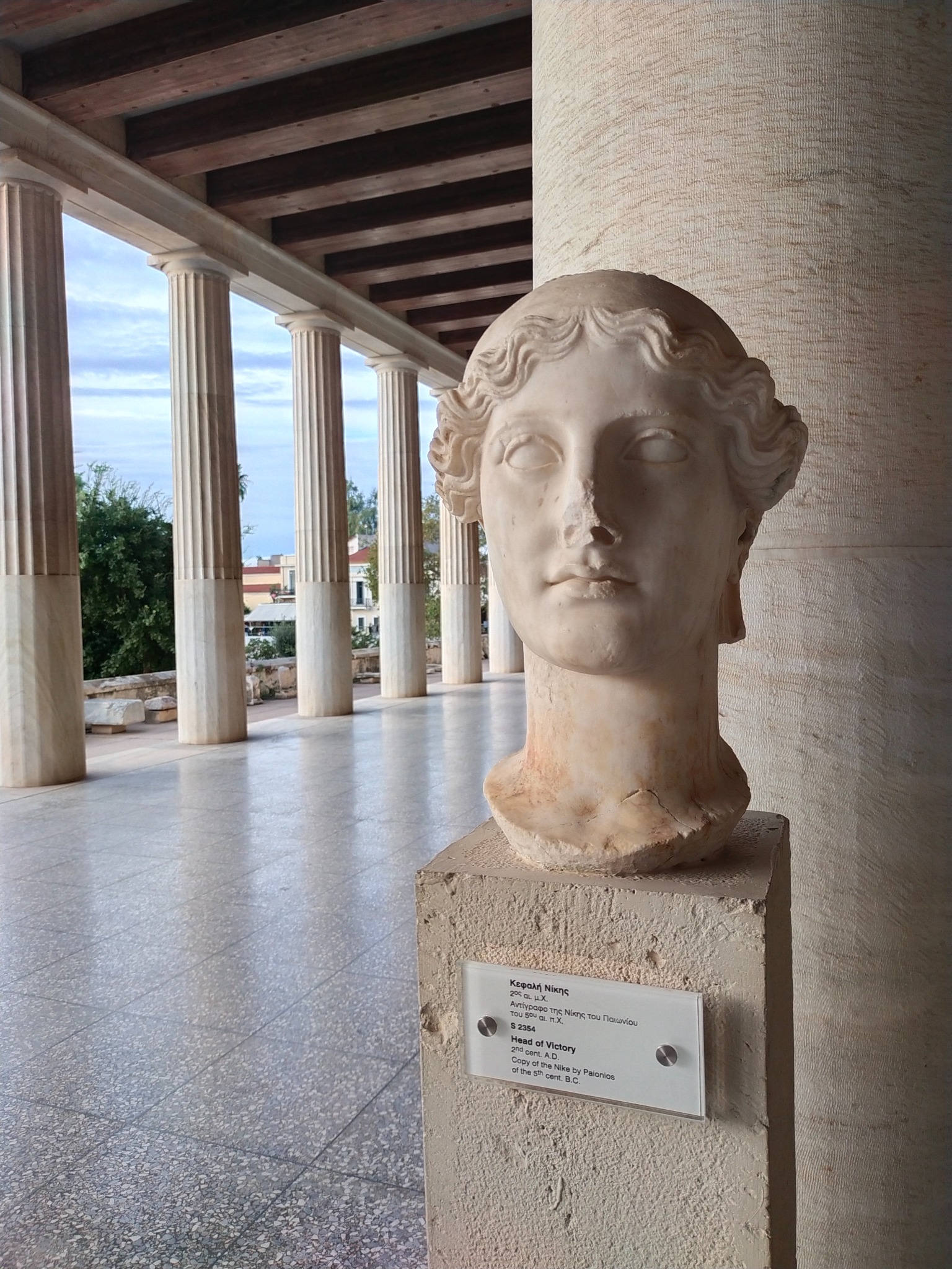 Busto clásico en una stoa con columnas, usado como imagen hero del curso